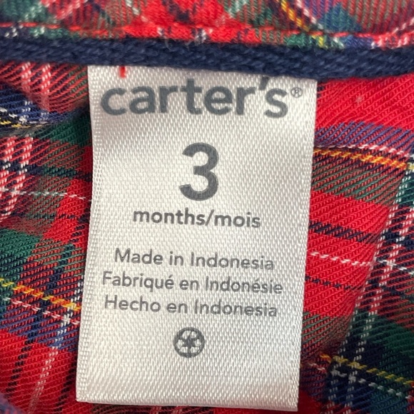 Carter's Red Plaid Shirt and Denim Jeans Pants and Suspenders Set Size: 3m - Picture 5 of 12